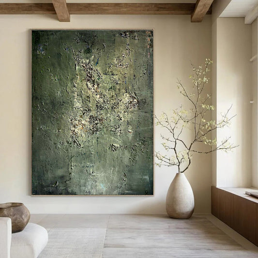 Deep Green Textured Abstract Art for Home Office & Art Gallery DLZ1202