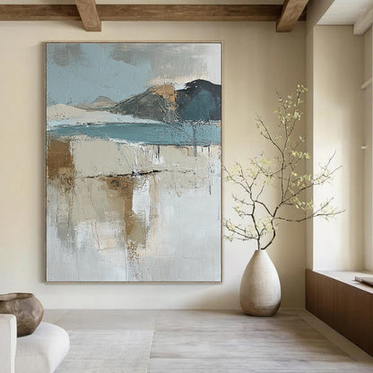 Textured Landscape with Muted Tones Art for Minimalist Home Library & Art - Inspired Meditation Space STSC145