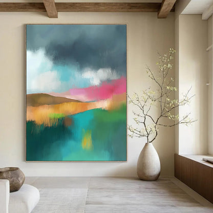 Vibrant Abstract Landscape Art for Rooftop Bar & Art Studio STSC087