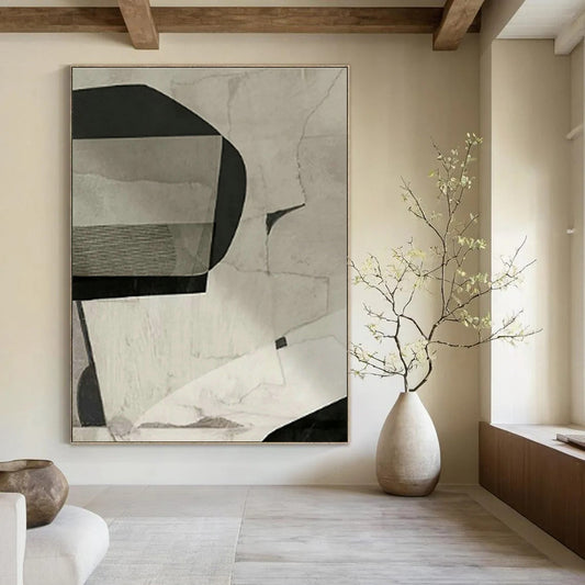 Black - White Geometric Abstract for Modern Art Gallery Corridor & Minimalist Office Lounge DLZ0880