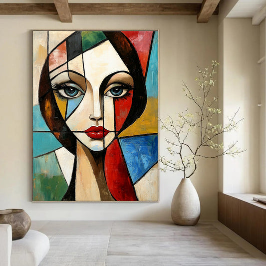 Cubist Portrait Art for Art History Enthusiast’s Office & Modernist Home Library STSC1376