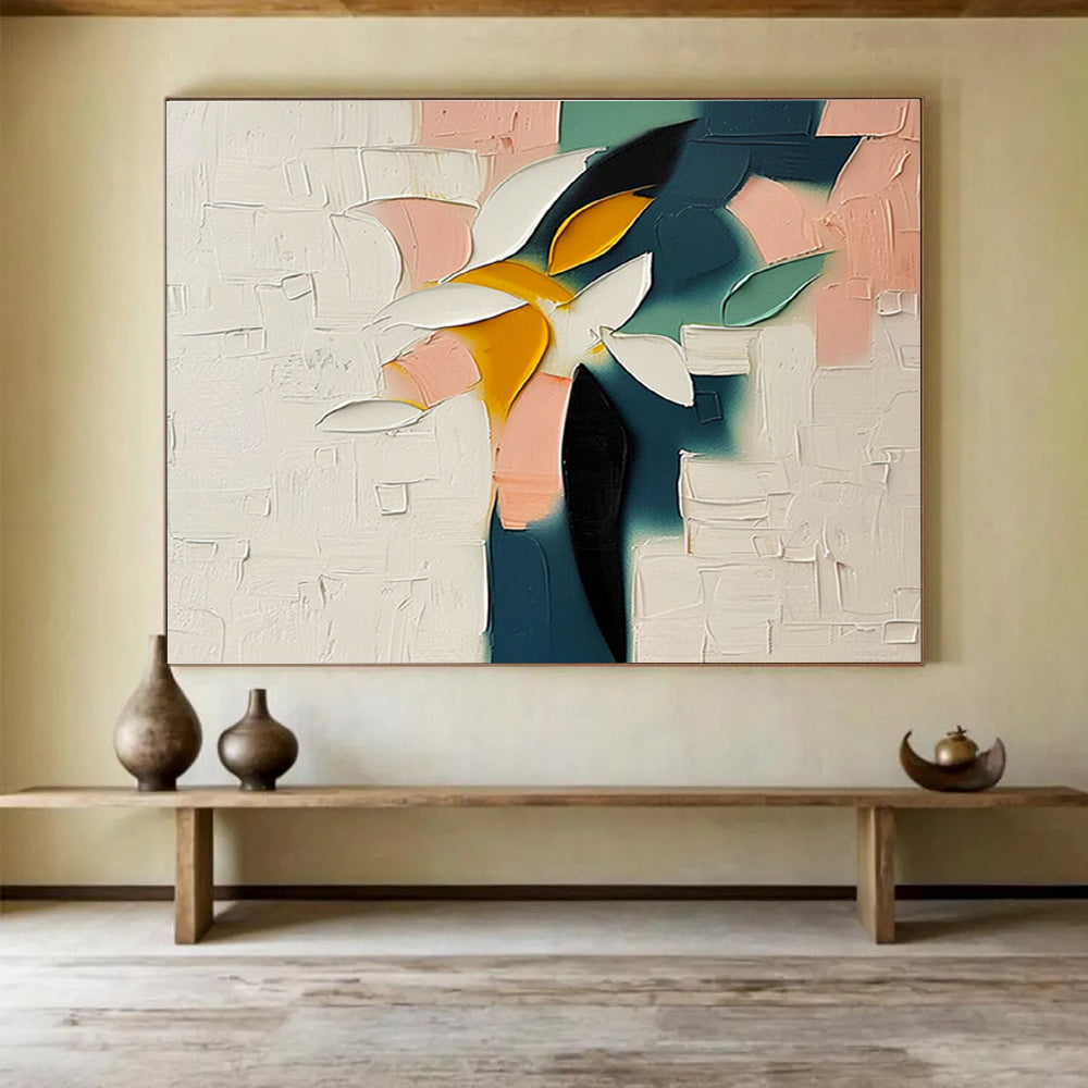 Colorful Flower Abstract Art for Cheerful Café Breakfast Nooks DLZ3131