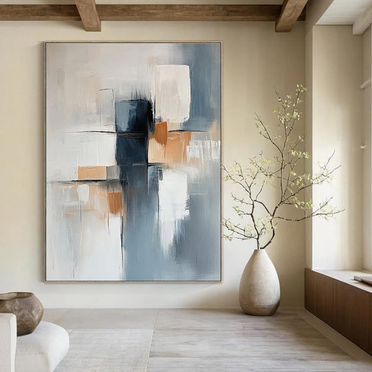 Grey and Beige Geometric Abstract for Minimalist Living Room & Modern Office STSC400