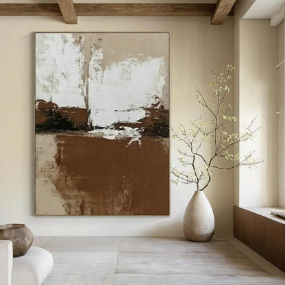 Brown - White Minimalist Abstract Art for Industrial - Chic Office & Monochrome Bedroom DLZ0982