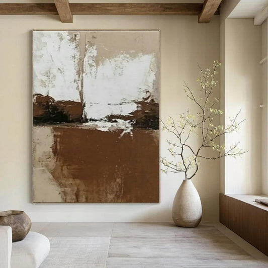 Brown - White Minimalist Abstract Art for Industrial - Chic Office & Monochrome Bedroom DLZ0982