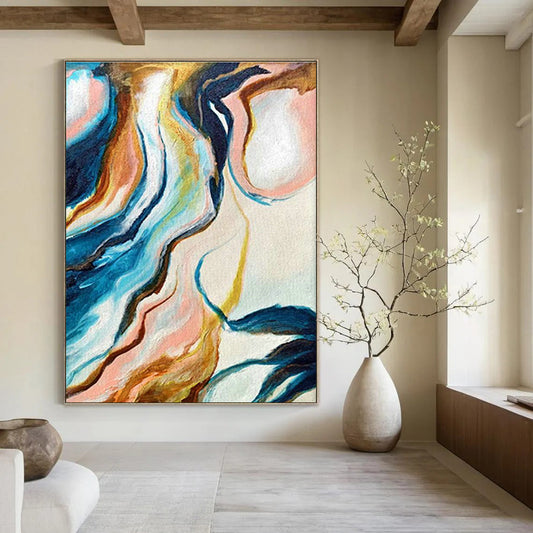 Fluid Abstract Art for Modern Home Bathroom Walls DLZ0032