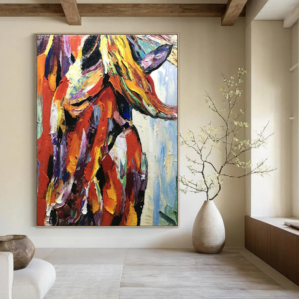 Colorful Animal Impasto Art for Bohemian Living Room & Creative Kids’ Playroom DLZ1279