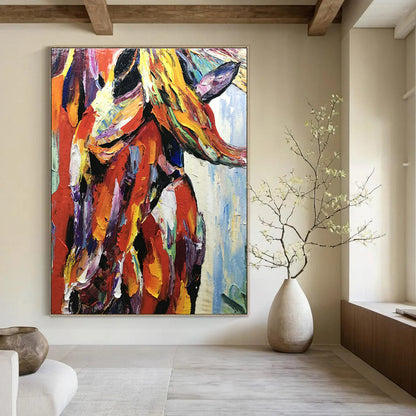 Colorful Animal Impasto Art for Bohemian Living Room & Creative Kids’ Playroom DLZ1279