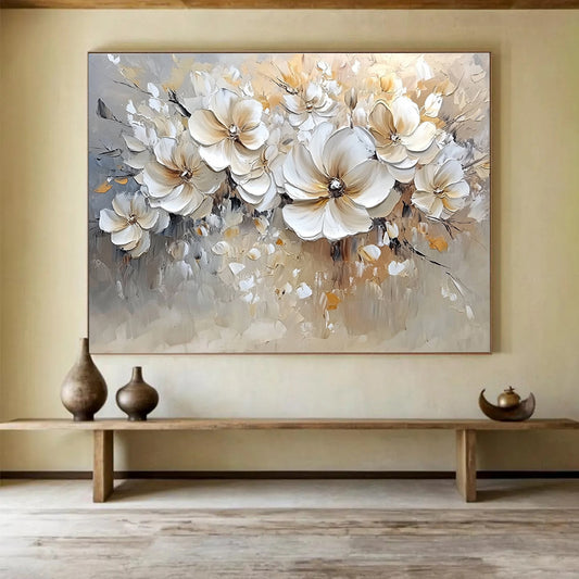 Cream - Colored Floral Bouquet Art for Wedding Venue & Elegant Living Room SC001