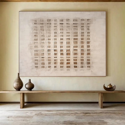 Beige Woven Abstract Art for Minimalist Studies DLZ2434