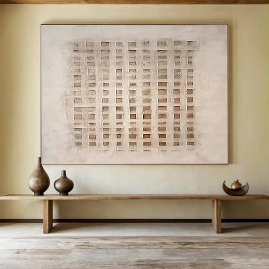 Beige Woven Abstract Art for Minimalist Studies DLZ2434