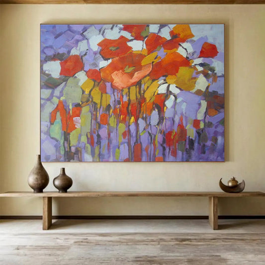 Purple - Based Floral Abstract Art for Bohemian - Style Boutique Dressing Rooms DLZ3237