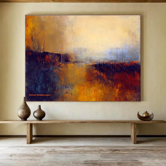 Pensive Landscape Abstract Art for Literary Study & Contemplative Bedroom SC338