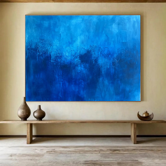 Deep Blue Abstract Landscape Art for Nature Reserve Visitor Center & Spiritual Retreat SC036