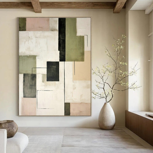 Pastel Geometric Collage Art for Bedroom & Boutique Café DLZ0600
