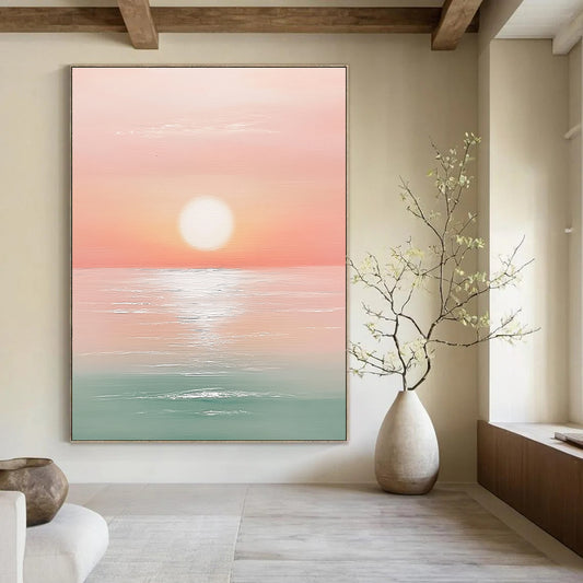 Pink Sunset Sea  Art for Bohemian - Style Café & Dreamy Home Balcony STSC1425