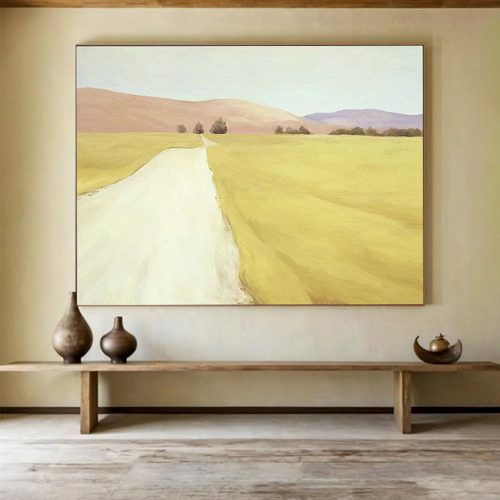Yellow Field & Path Art for Rustic Farmhouse Dining Areas DLZ3126