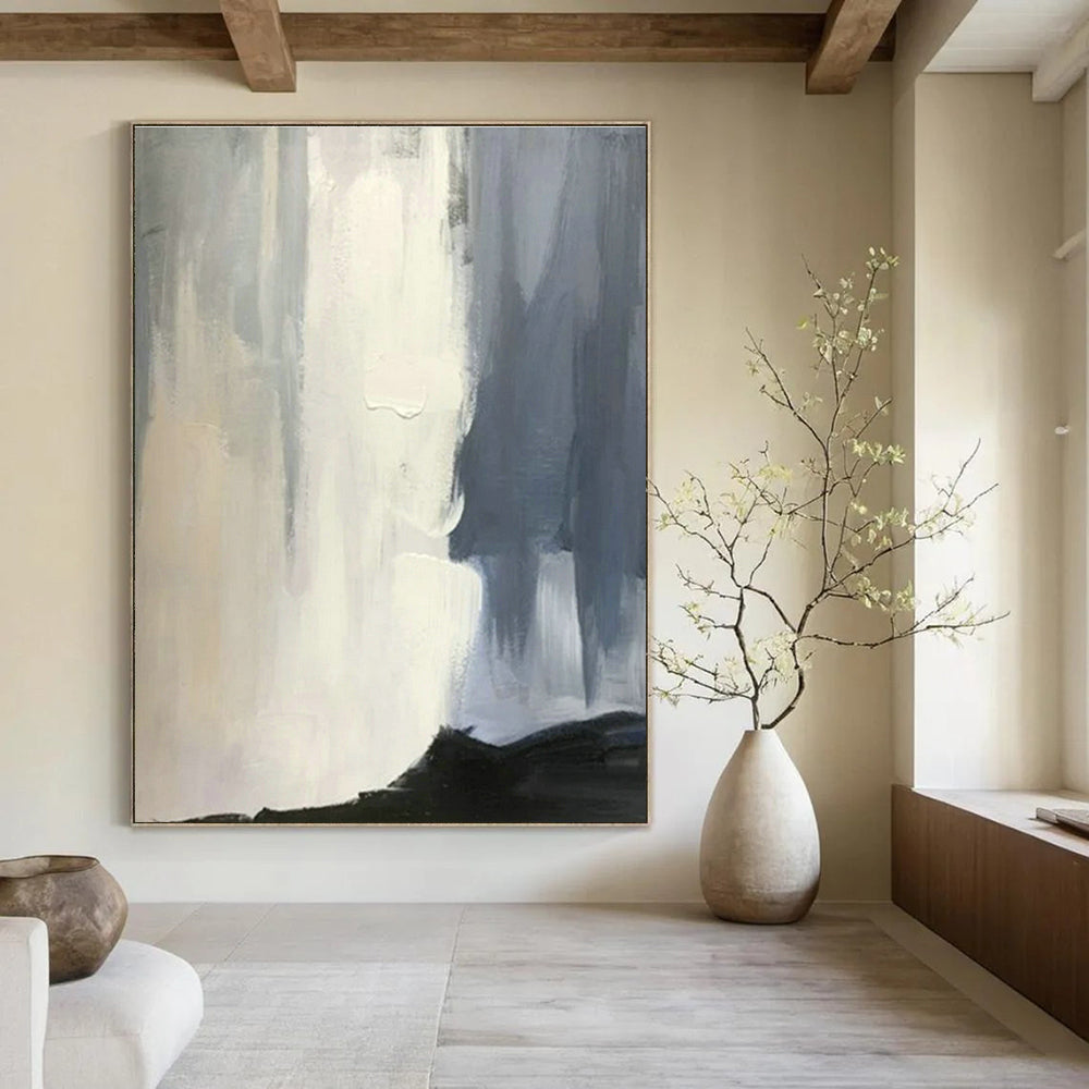Gray - White Gradient Abstract Art for Nordic Study & Corporate Office Lounge DLZ1455