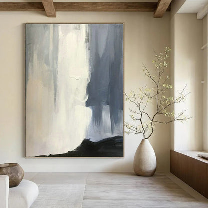 Gray - White Gradient Abstract Art for Nordic Study & Corporate Office Lounge DLZ1455