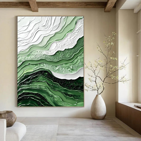 Textured Green and White Abstract for Nature - Inspired Spa & Eco - Friendly Home STSC445