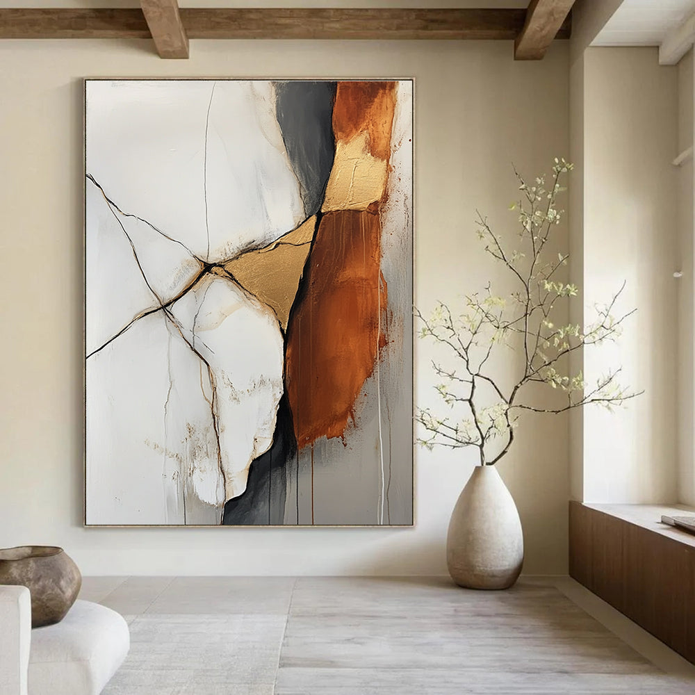 Cracked Gold and Brown Abstract for Luxury Hotel Lobby & Upscale Dining Room STSC655
