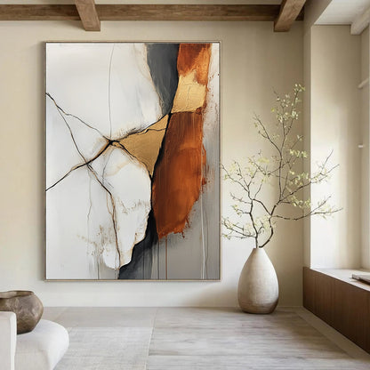Cracked Gold and Brown Abstract for Luxury Hotel Lobby & Upscale Dining Room STSC655