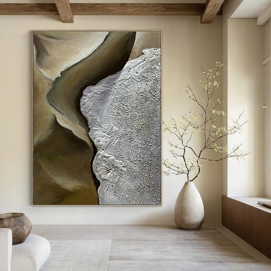 Brown - White Relief Art for Rustic Vineyard Tasting Room & Modern Farmhouse Dining Area DLZ0994