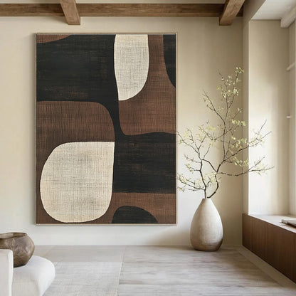 Brown and Black Geometric Shapes Art for Mid - Century Modern Living Room & Minimalist Office STSC1320