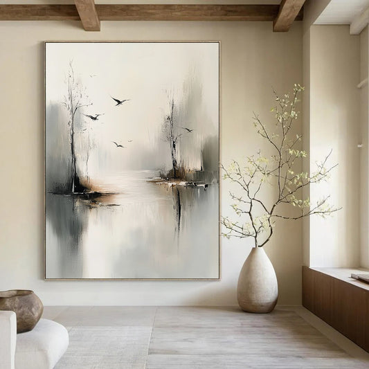 Misty River with Birds for Zen - Inspired Bedroom & Nature - Themed Lounge STSC351