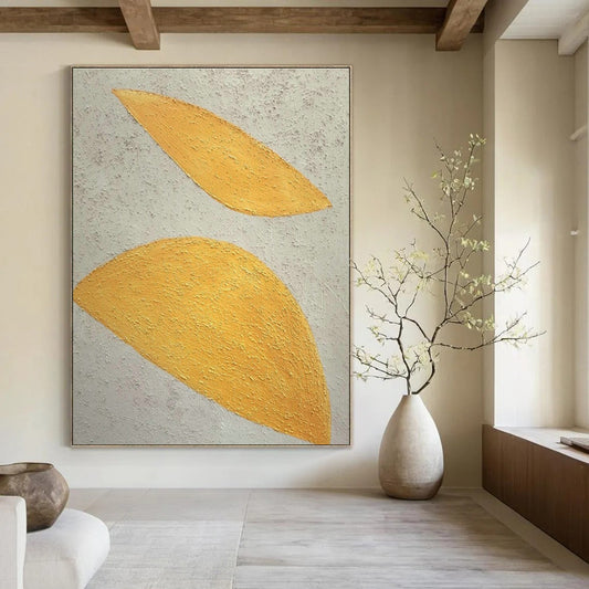 Yellow - White Leaf - Shaped Art for Scandinavian Nursery & Botanical Art Studio DLZ1887