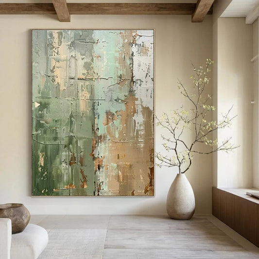 Green - Brown Textured Abstract Art for Rustic Home Library & Eco - Friendly Art Gallery DLZ1741
