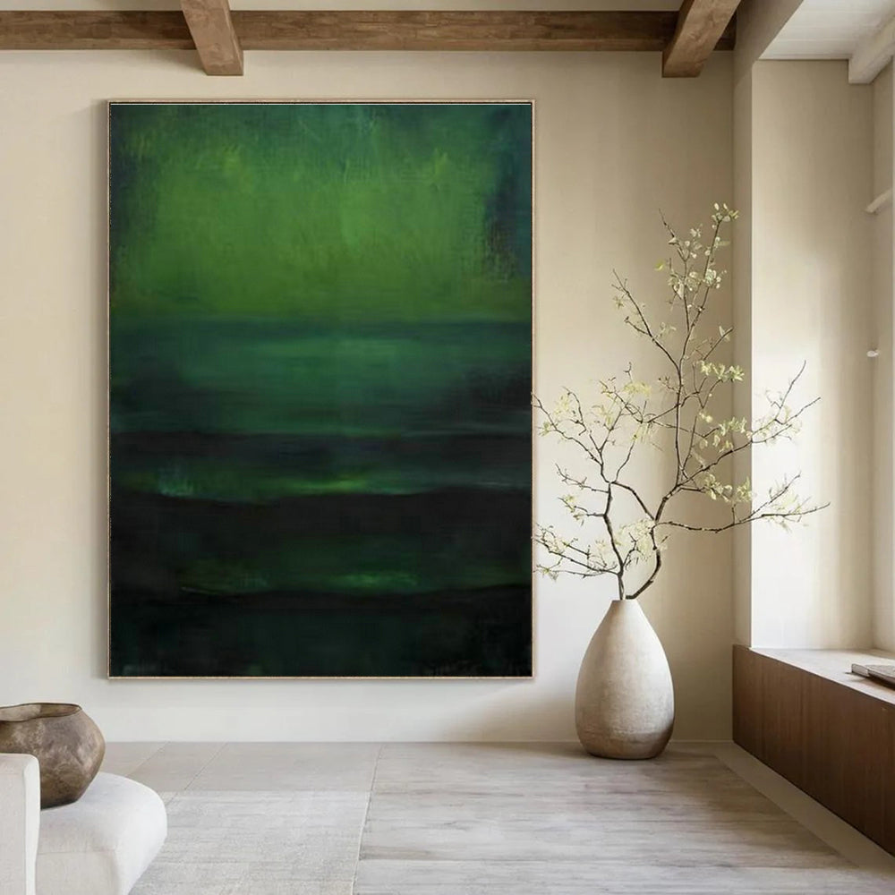 Deep Green Layered Abstract Art for Bedroom & Spa Lounge DLZ1196