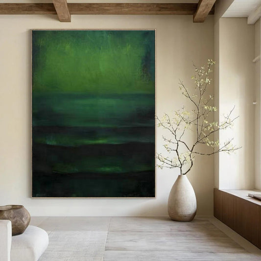 Deep Green Layered Abstract Art for Bedroom & Spa Lounge DLZ1196