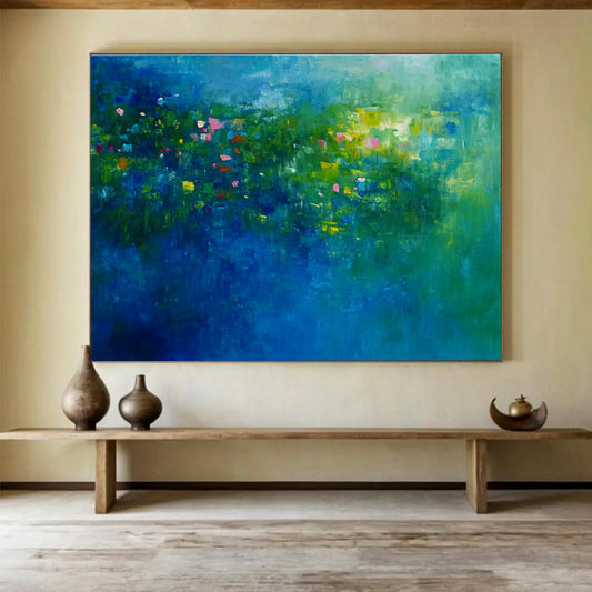 Blue - Green Abstract Garden Art for Botanical Conservatory Café & Nature - Lover’s Bathroom SC339