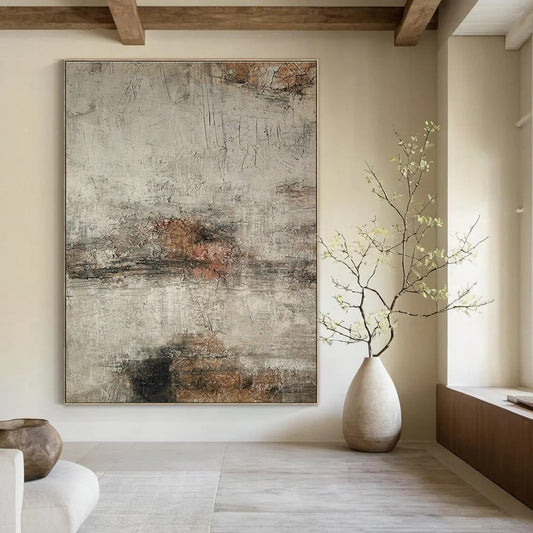 Gray - White - Brown Textured Art for Rustic Restaurant & Art - Themed Hotel DLZ1864