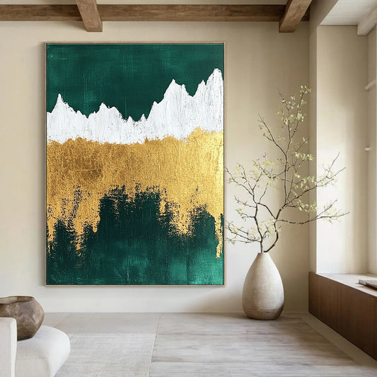 Bold Green - Gold Mountain Art for Hallway & Modern Home STSC067