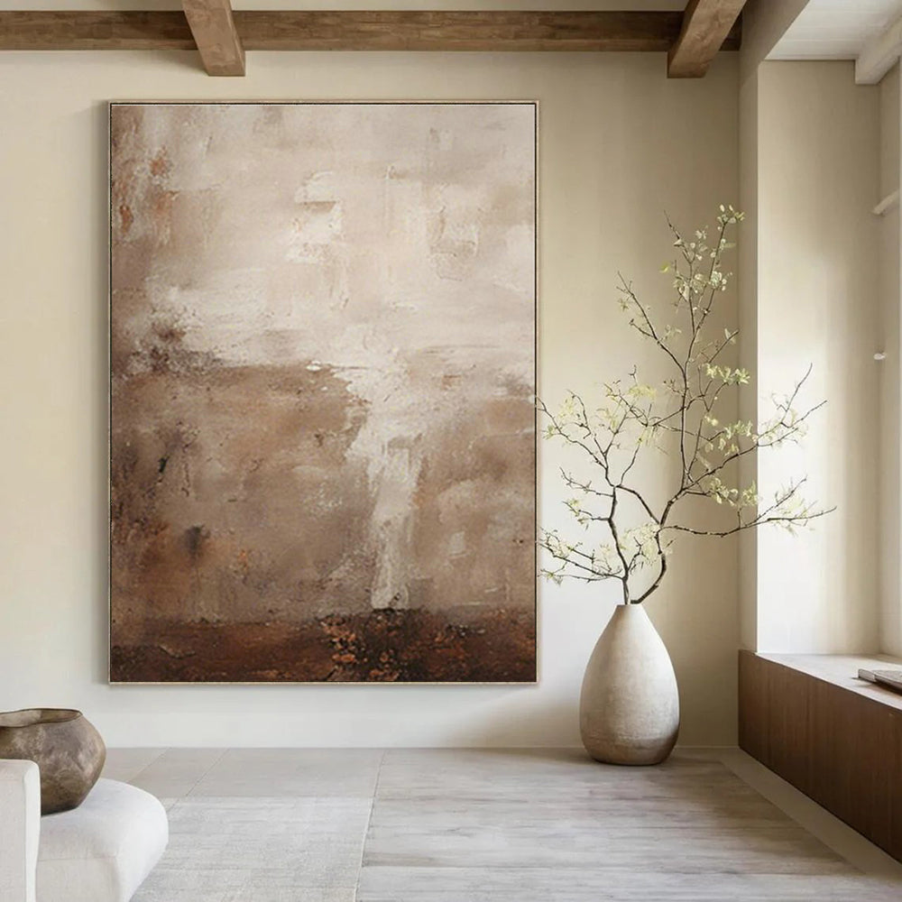 Beige Abstract Texture Art for Minimalist Living Room & Neutral - Toned Office DLZ2170