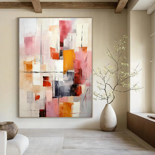 Colorful Block Abstract Art for Trendy Café Dining Areas DLZ0287