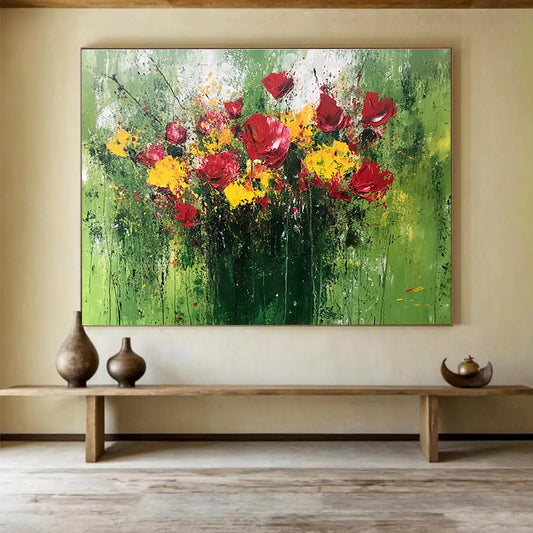 Expressive Flower Bouquet Art for Romantic Restaurant & Home Dining Room SC479