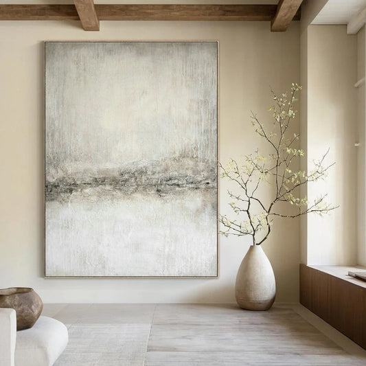 Light Gray Textured Abstract Art for Contemporary Gallery & Minimalist Bedroom DLZ1075