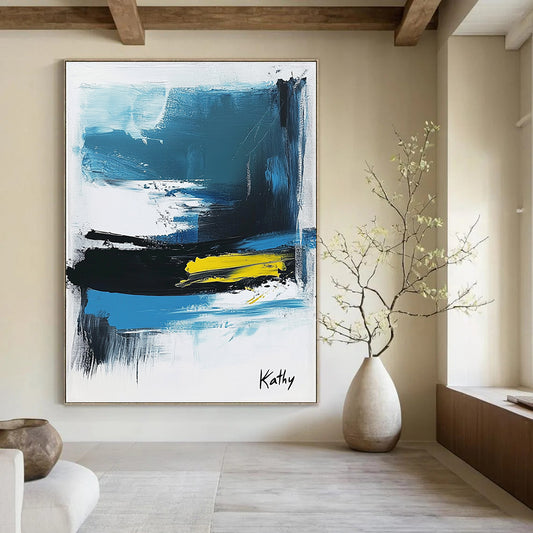 Abstract Blue and Yellow Art for Contemporary Art Gallery & Creative Home Studio STSC1423