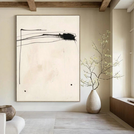 Ink - Style Abstract Art for Minimalist Asian Fusion Restaurant & Traditional Art Center DLZ1927