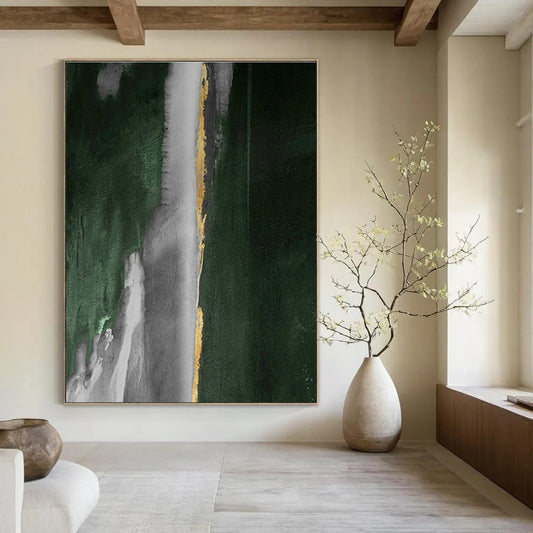 Dark Green & Gold Abstract Art for Luxury Bedroom & High - End Restaurant DLZ1210