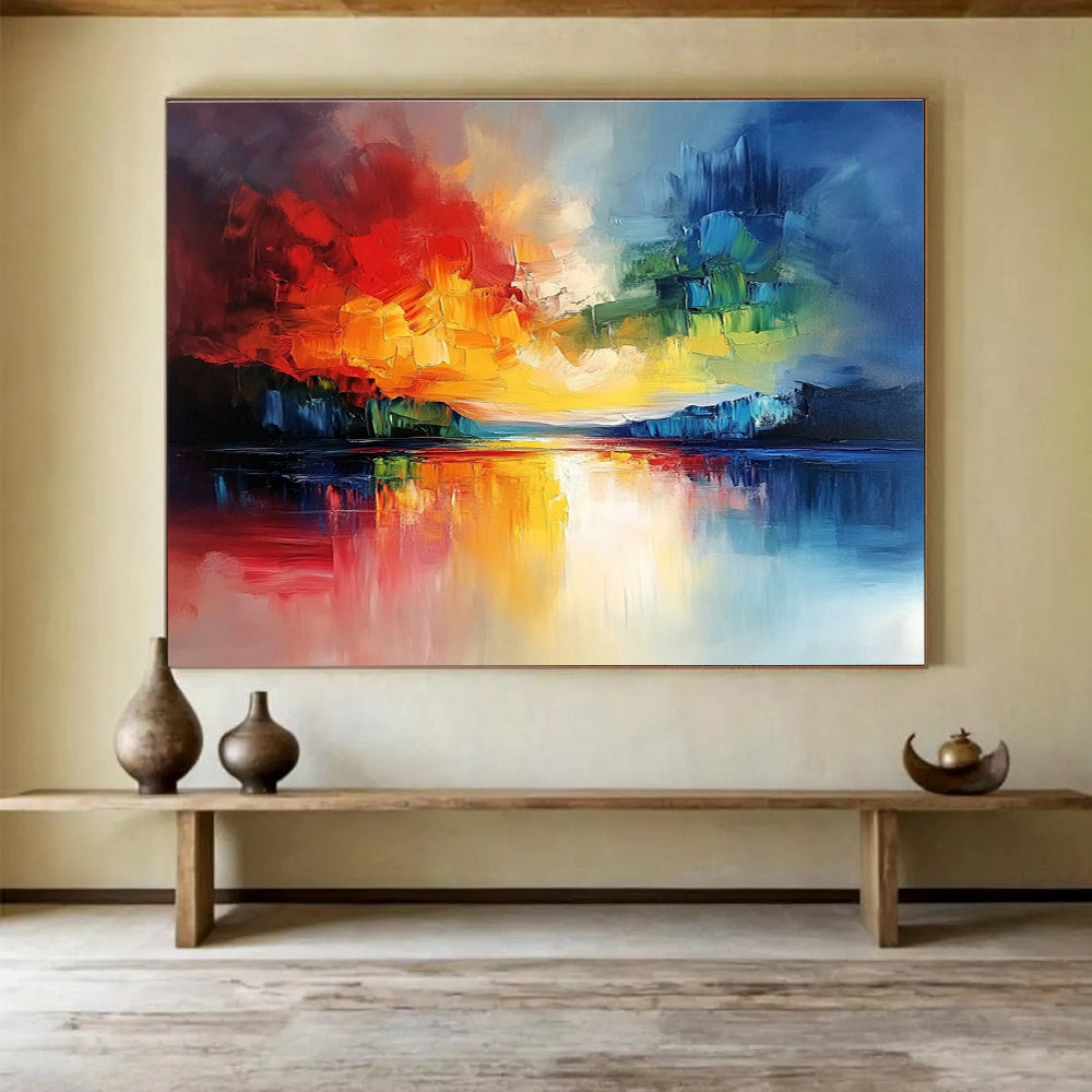 Colorful Lake Reflection Art for Art - Lovers’ Café & Bold Home Office SC077