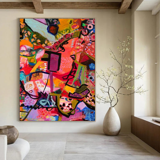 Pink - Dominant Abstract Art for Fashion Showroom & Girly Home Living Room DLZ2079