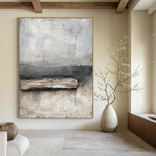 Gray - Brown Textured Abstract Art for Industrial - Themed Home & Artistic Workshop STSC138