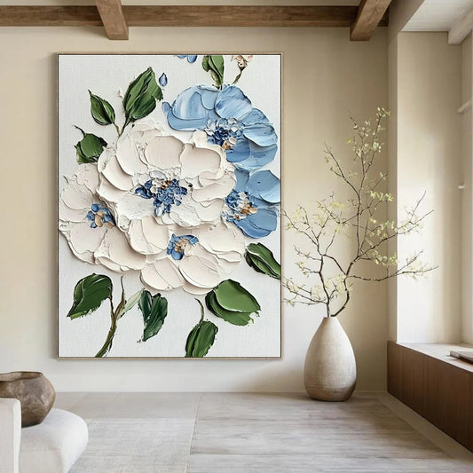 Blue and White Flower Art for Coastal Bedroom & Nautical - Themed Café DLZ1394