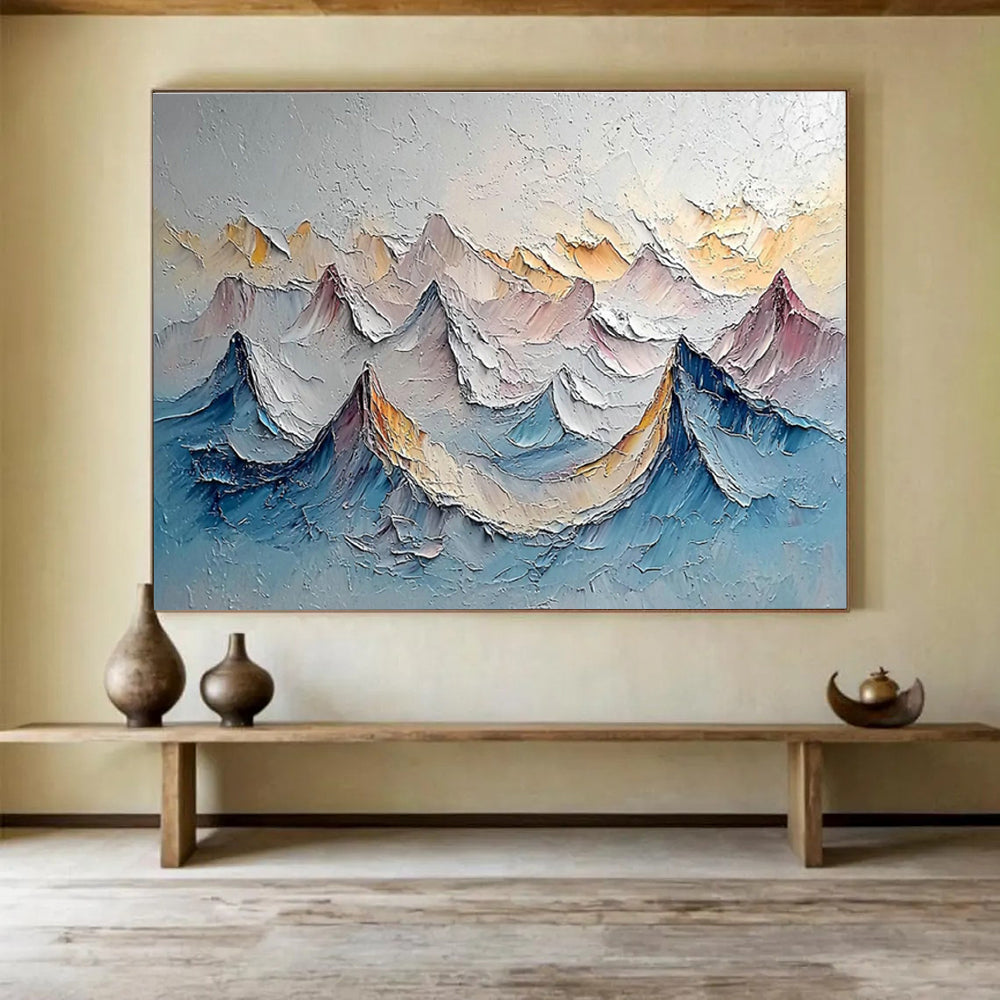Textured Mountain Range Art for Adventure - Inspired Home Office Walls DLZ3286