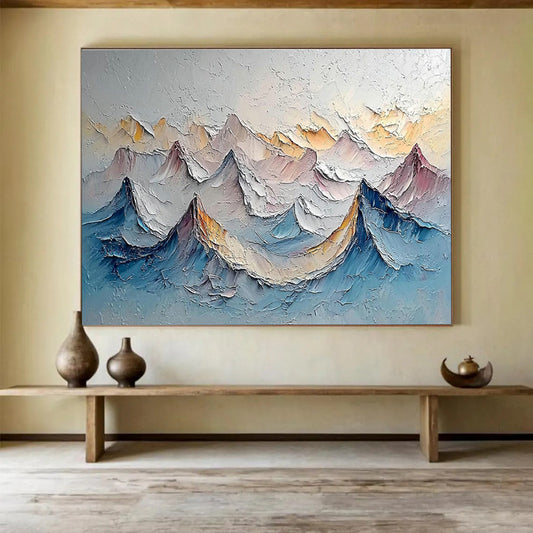 Textured Mountain Range Art for Adventure - Inspired Home Office Walls DLZ3286