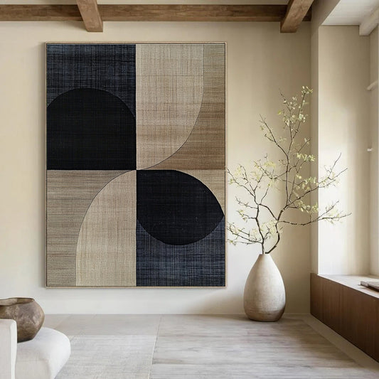 Black and Beige Geometric Forms Art for Contemporary Office & Scandinavian - Style Home STSC1318